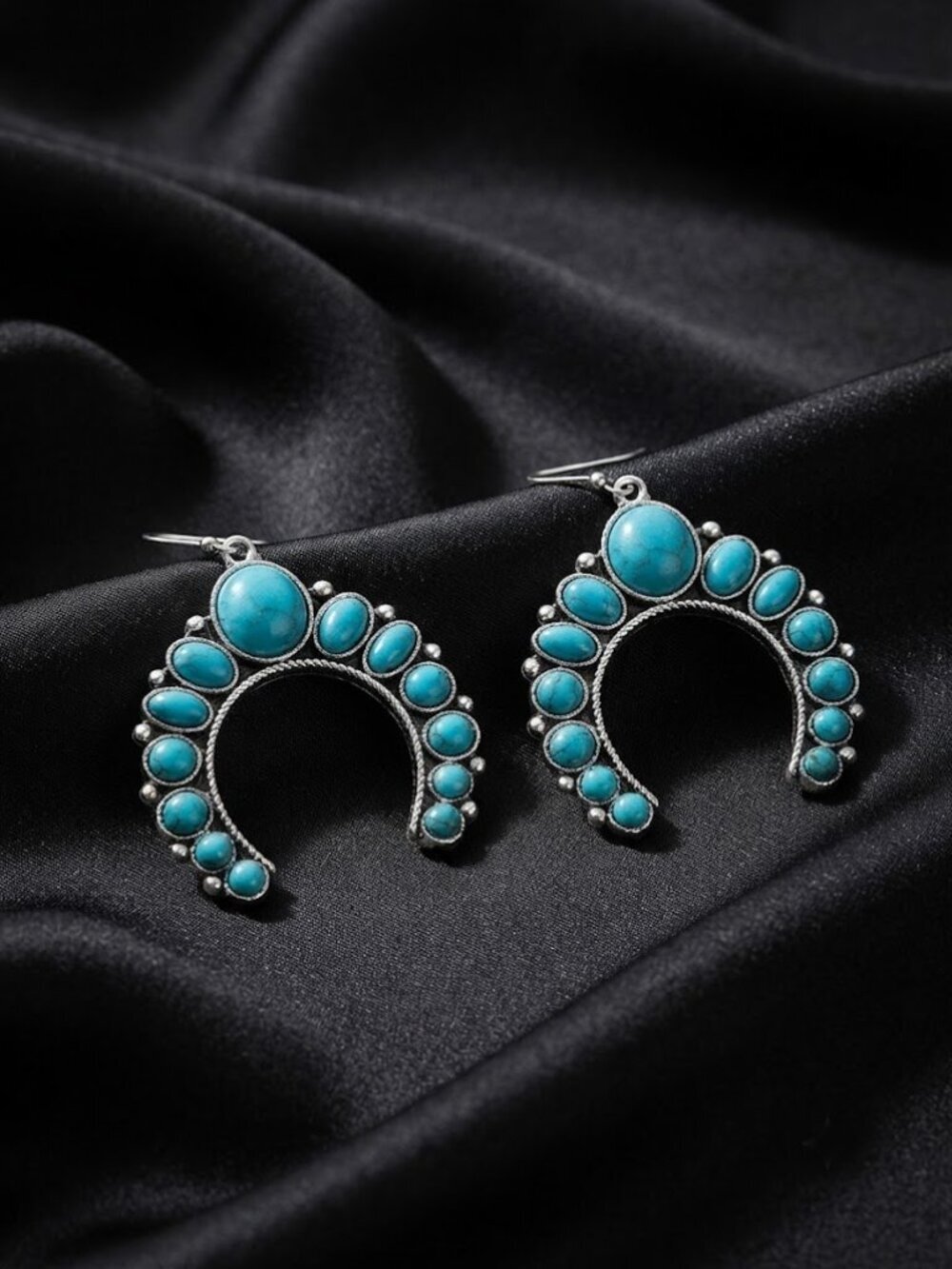 Horseshoe Earrings - Blue - Picture 3 of 4